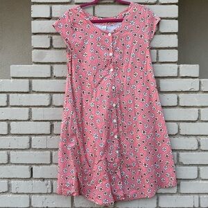 Vintage Smiley Flower Knee Length Button Down Dress in Pink - Size Large